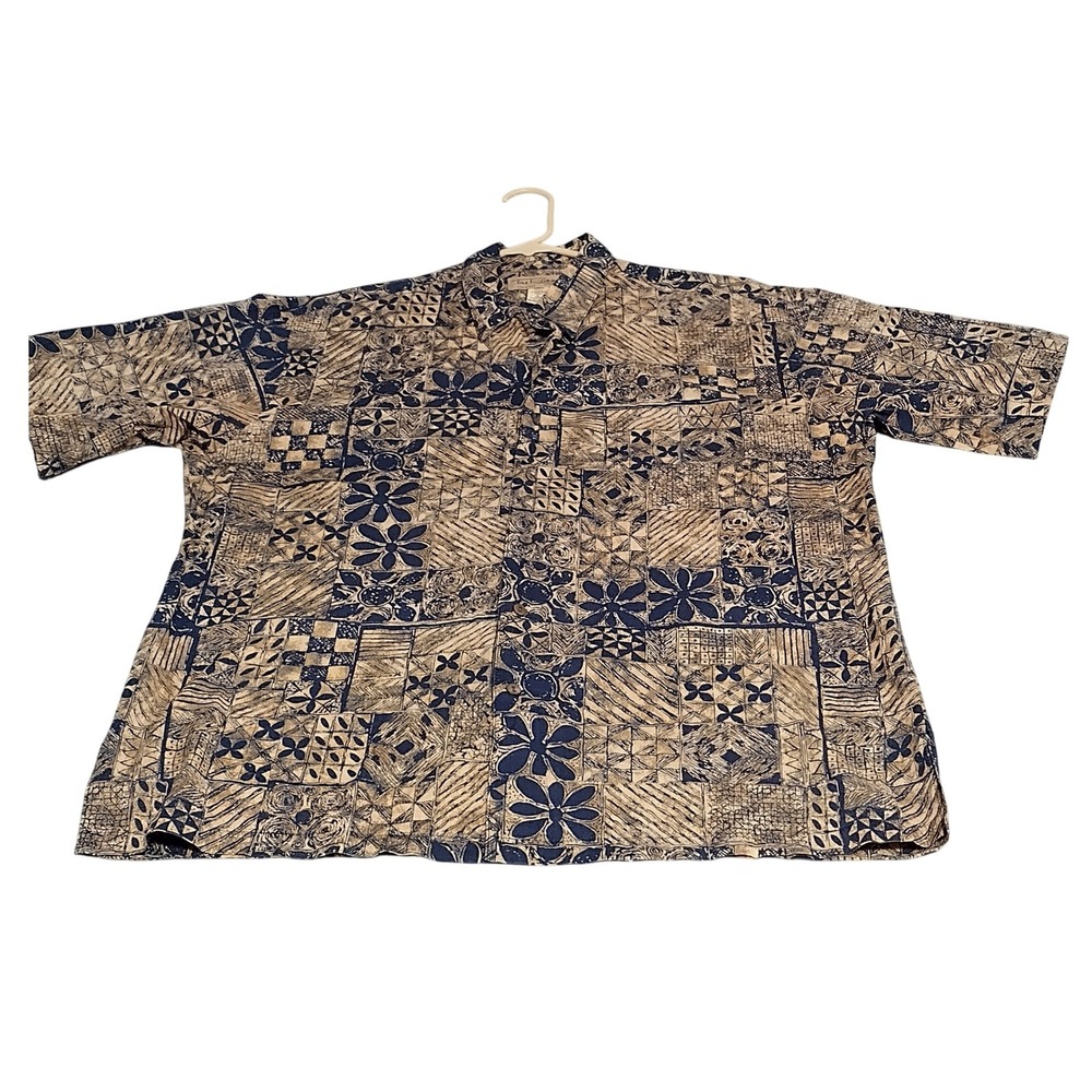 Toni Richard Hawaiian Shirt Button Mens Large Short Sleeve Cotton Lawn 0300-1471